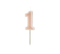 PartyDeco Número de velas #1 | 6 cm Rosa Polvo