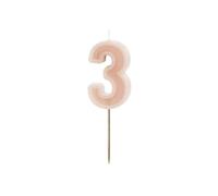 PartyDeco Número de velas #3 | 6 cm Rosa Polvo