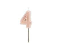 PartyDeco Número de velas #4 | 6 cm Rosa Polvo