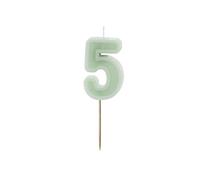 PartyDeco Número de velas #5 | 6 cm Verde