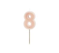 PartyDeco Número de velas #8 | 6 cm Rosa Polvo
