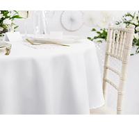 PartyDeco OBRO2 - Mantel de Tela Antimanchas, Redondo, Blanco, diámetro 280 cm