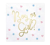 PartyDeco Paquete de 20 servilletas de papel con texto en inglés Boy or Girl para Gender Reveal Party