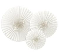 PartyDeco - Rosetas Redondas de Papel, Color Blanco, Paquete de 3