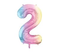PartyDeco Party Decor Número 2 Arco Iris 86cm FB1M-2-000P Película Globos Aluminio Globos