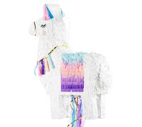 PartyDeco Piñata 41 x 49,5 x 10 cm Lama - Decoración de fiesta para rellenar - Piñata - Llama Blanco