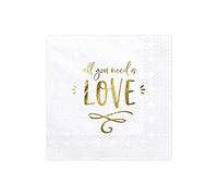partydeco.pl - Servilletas con texto en oro All You Need is Love