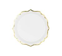PartyDeco Platos de papel con borde dorado, 18,5 cm, juego de 6 platos desechables, para fiestas, cumpleaños, bodas, bautizos