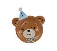 PartyDeco Platos de papel con cabeza de oso, 6 unidades, 21 x 23 cm