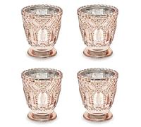 PartyDeco Portavelas de oro rosa, 8 cm, 4 unidades, Decoracion