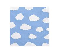 PartyDeco Set de 20 servilletas Azules con Nubes - Little Plane