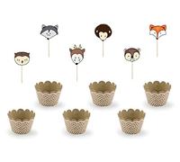 PartyDeco Set de 6 de Cupcakes de Papel Kraft - Woodland