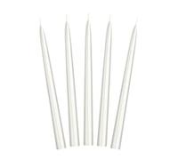 PartyDeco SKMET-070M - Velas de mesa, 24 cm, color blanco brillante, 10 unidades