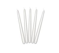 PartyDeco SKMET-070M - Velas de mesa, 24 cm, color blanco brillante, 10 unidades