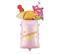 PartyDeco Summer Vibes - Globo de aluminio de cóctel de 18.5 x 31.1 pulgadas, divertido globo tropical para decoración de piscina de playa, decoraciones de despedida de soltera, fiesta de verano rosa