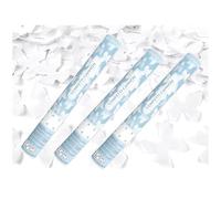 PartyDeco - Tubo de cañón para disparar confeti en forma de mariposas blancas para bodas y fiestas, 3 unidades