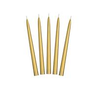 PartyDeco Velas alargadas en punta doradas para decoración de mesa, para bodas, cumpleaños, fiestas de Navidad, portavelas decorativo