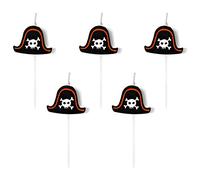 PartyDeco Velas de cumpleaños sombrero pirata 2 cm – Juego de 5, negro