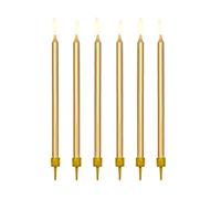 PartyDeco Velas de té color dorado, 12,5 cm