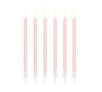 PartyDeco Velas para tartas con soporte, 26 unidades, 14 cm, color rosa