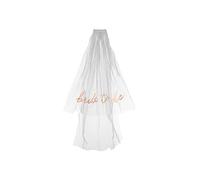 PartyDeco Velo con peine de novia a ser, 63 cm, velo de novia, fiesta de despedida de soltera, accesorio para disfraz, carnaval, color blanco, oro rosa