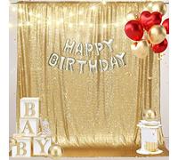 PartyDelight Fondo de lentejuelas doradas brillantes, fotografía, telón de fondo de Navidad, 6 pies x 7 pies