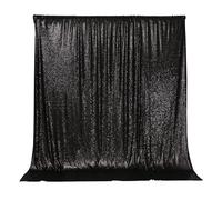 PartyDelight Telón de fondo de lentejuelas negras de 6 x 6 pies, fondo de lentejuelas brillantes de alta densidad de 3 mm con bolsillo para barra de 4 pulgadas, cortina de fotografía brillante para