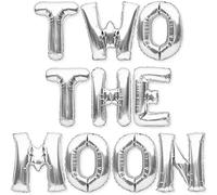 PartyForever Silver Two The Moon Party Decoraciones Foil Globo Banner