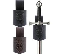 PartyforU 2 piezas de cinturón de espada medieval vikingo accesorios | Cinturón de espada de piel sintética con adornos, color marrón y negro, accesorio para disfraz renacentista, para carnaval