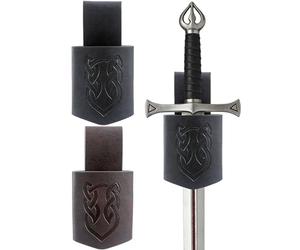 PartyforU 2 piezas de cinturón de espada medieval vikingo accesorios | Cinturón de espada de piel sintética con adornos, color marrón y negro, accesorio para disfraz renacentista, para carnaval