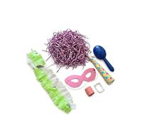 Partygram Bolsa Cotillón Extra Nº5 | Kit de Fiesta con Guirnalda, Maraca, Matasuegras, Antifaz, Serpentina y Peluca Metálica | Decoración y Accesorios de Fiesta