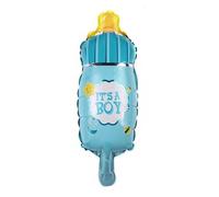 Partygram Globo Metalizado Biberón Azul "It's a Boy" 80x41cm - Decoración Baby Shower Niño - Globo Helio Fiesta Bienvenida Bebé