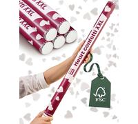 Partyjoker Pack de 5 Cañones de Confeti Corazones Blancos XXL 80cm Boda - Extra Grande & Muy Romántico - Papel FSC® Biodegradable - Chorro de 5-8 Metros - Fiestas