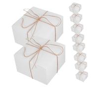 PartyKindom 10 piezas Cajas de Cartón Blancas Cuadradas Unidades con Cuerda de Yute y Etiquetas Blanco Resistentes para Embalaje Manualidades y Personalizados