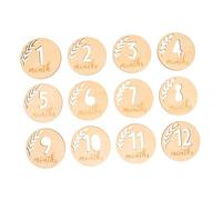 PartyKindom 12 piezas Tarjetas de Madera para Bebés Tarjetas de Mensuales Huecas Accesorios Fotográficos para Recién Nacidos y Primer Año Souvenirs y Regalos Shower
