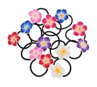 PartyKindom 12piezas Conjunto De Gomas De Pelo De Cerámica Forma De Flor Plumeria Accesorios Para Cabello Para Niñas y Mujeres Usos Bodas y Fiestas