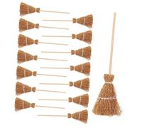 PartyKindom 15 Piezas Mini Escobas Decorativas para Micro Paisaje y Casa de Muñecas Adornos Colgantes Temáticos para Halloween y Navidad Herramientas de Limpieza Miniatura