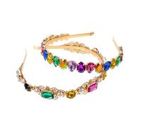 PartyKindom 2 piezas Diademas Barrocas con Pedrería para Mujer y Niña Tocado de Metal con Cristales Brillantes Diadema Elegante para Fiestas y Disfraces