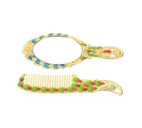 PartyKindom 2 Piezas Espejo de Maquillaje Retro Portátil con Peine Set de Espejo Compacto de Mano para y para Mujeres y de Maquillaje Color Aleatorio Color Aleatorio