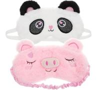 PartyKindom 2 piezas Máscaras de Ojos de Peluche para Dormir Diseño Divertido de Cerdo Rosa y Panda Corazón para y Uso Diario Bloqueo de Luz Material