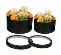 PartyKindom 2 Piezas Paquete de redondo con agujeros tipo ventana cajas de San Valentín cajas de flores presentes cajas de embalaje cajas actuales de polivinilo Negro