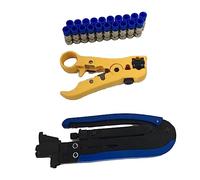 PartyKindom 20 piezas Kit de Herramienta Prensadora para Cable con Alicates Ajustables Pelacables para Conectores Compresión Mango Antideslizante para Grosores de Aislamiento para Instalación