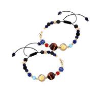 PartyKindom 2piezas Pulsera Estrella Guardiana De Sistema Solar Pulsera De Planetas Cuentas De Piedra Natural Joyería Espacial Para Uso Diario y Fiestas
