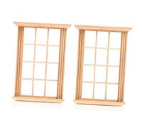 PartyKindom 2piezas Ventana Miniatura para Casa De Muñecas De Modelo Accesorios De Decoración Simulada para Muñecas Diseño De Marco De Doce Rejas para Proyectos DIY y Decoración del Hogar