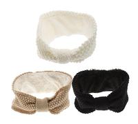 PartyKindom 3piezas Diademas de Peluche Gruesas Chales de Punto Cálidos para Mujer Orejeras de Invierno para Esquí Correr y Hacer Ejercicio
