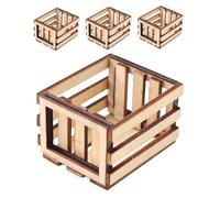 PartyKindom 4 Cajas De Leche para Casa De Muñecas: Cestas De Frutas En Miniatura, Pequeños Contenedores De Madera para Almacenar, Decoración De, Juguete Educativo, Accesorios