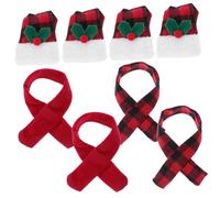 PartyKindom 4 Juegos Fundas para Botellas de Vino con Mini Sombreros y Bufandas Escocesas Rojas y Negras Cubiertas Festivas Resistentes para Decoración de Mesa y Fiesta Navideña