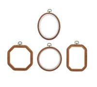 PartyKindom 4 piezas Bastidores para Bordar de Plástico Imitación Madera Aros de Punto de Cruz DIY Marcos para Bordados con Fijación Firme Herramientas Manualidades para Bordar y Decorar