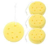 PartyKindom 4 piezas Esponjas de Baño Exfoliantes Circulares Esponja Corporal para Ducha Estructura Panal Suave y Absorbente Color Amarillo para Limpieza Profunda y Masaje Diario