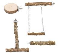 PartyKindom 4 Piezas Soporte de Madera Natural para Pájaros con Columpio para Periquitos Cacatúas y Agapornis Resistente y Fácil de Instalar Jaulas de Mascotas